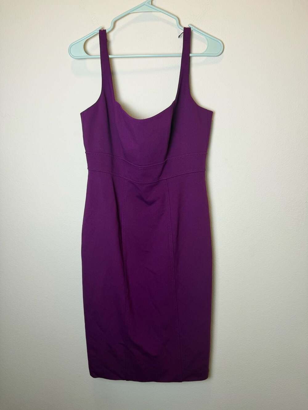Elie Tahari Purple Sheath Dress Scoop Neck Midi